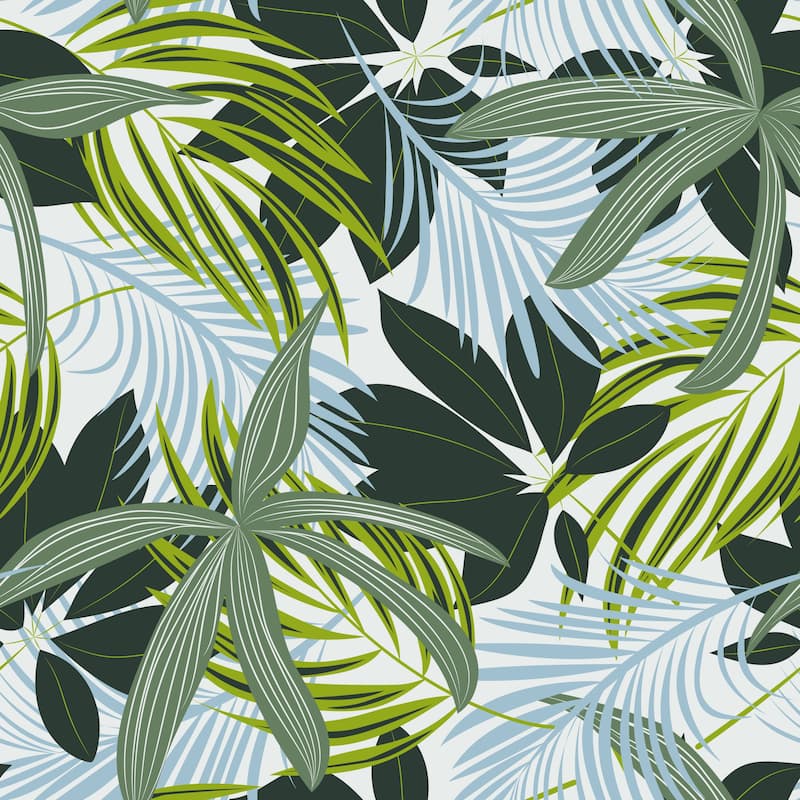 Palm Tropical Leaves Removable Wallpaper - 10'ft H x 24''inch W - 10'ft H x 24''inch W - Baby Blue