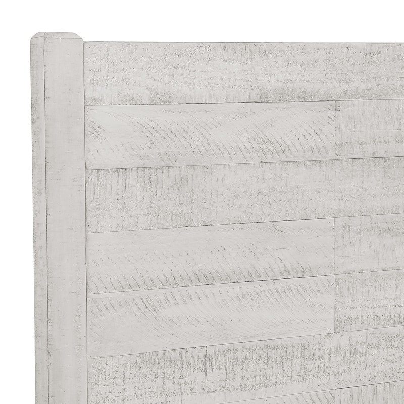 LUE BONA Pine Platform Bed with Distressed Headboard, Solid Wood Queen Bed Frame/King Bed Frame/Full Bed Frame