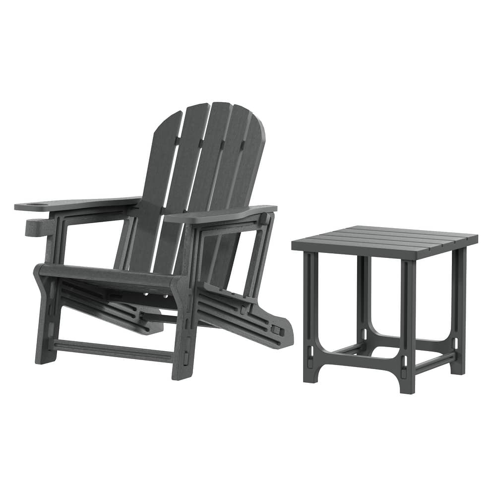 Coastline Outdoor Poly Adirondack Chair with Side Table