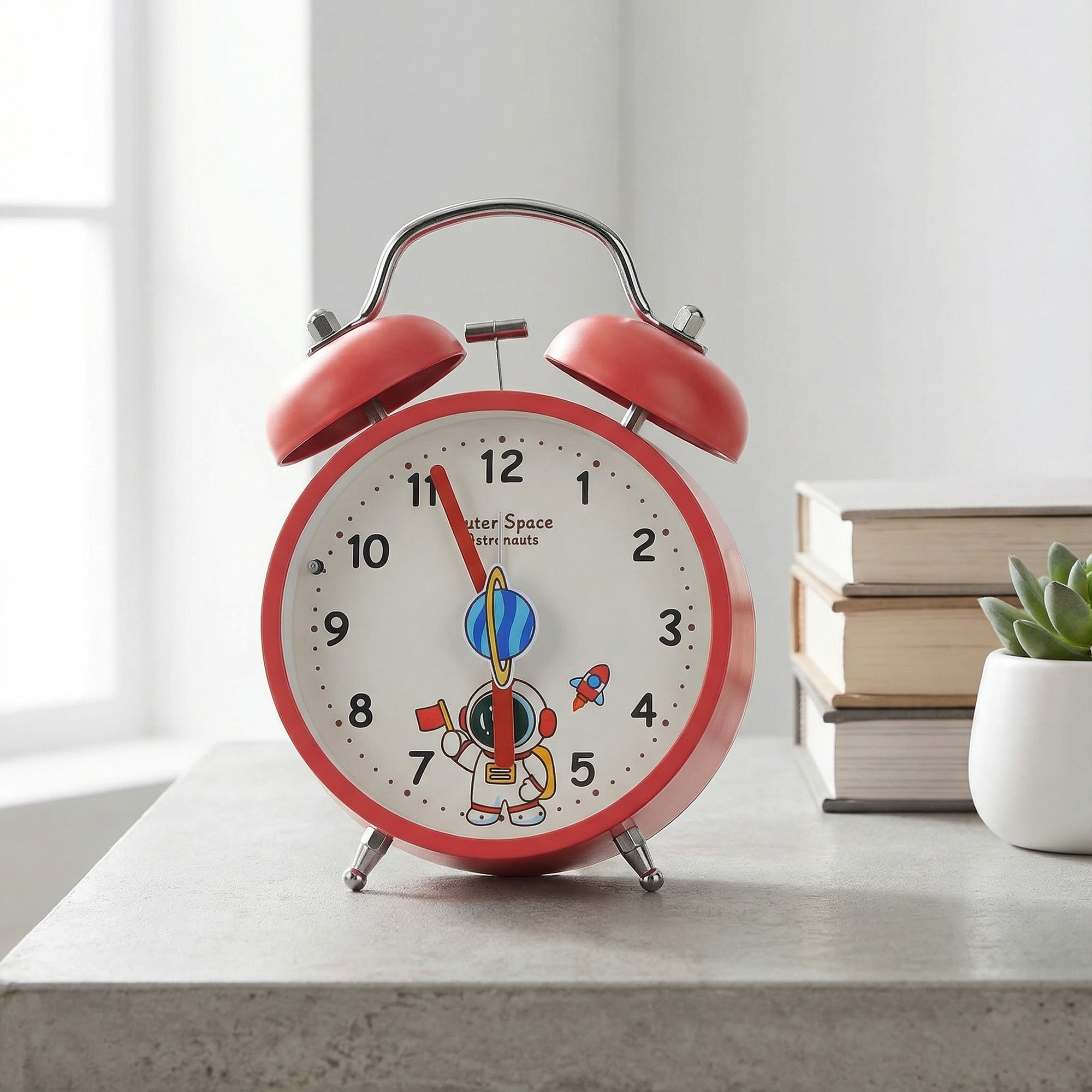 Desk Alarm Clock, Astronaut Pattern, Loud Alarms, Non-Tick,Night Light, Perfect for Teens - 4.2"L x 2.1"W x 6.4"H