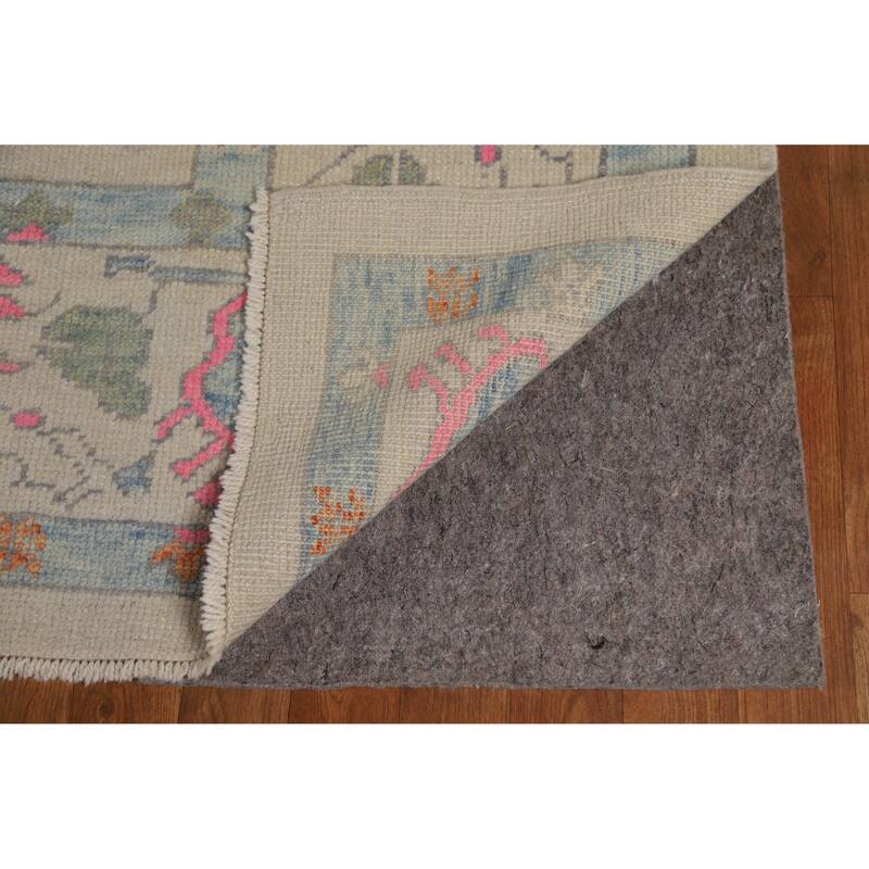 Hand Knotted Oriental 100% Wool Carpet Transitional All-Over Beige & Ivories Oushak Area Rug - 9' 10'' X 8' 1''