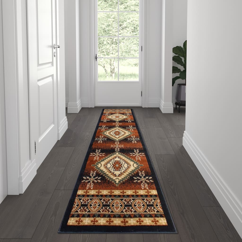Indoor Southwestern Themed Area Rug for Multiple Flooring Types