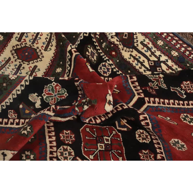 Hand Knotted Oriental 100% Wool Carpet Traditional Geometric Red Shiraz Area Rug - 10' 2'' X 6' 10''