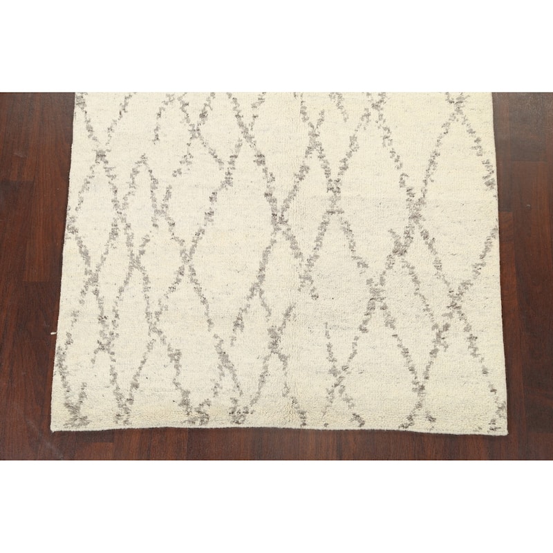 Geometric Contemporary Moroccan Oriental Wool Area Rug Hand-knotted - 5'2" x 7'7"