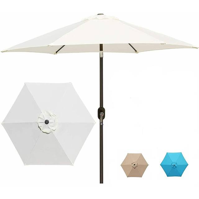 8' Outdoor Patio Steel Market Umbrella with Push Button Tilt and Crank