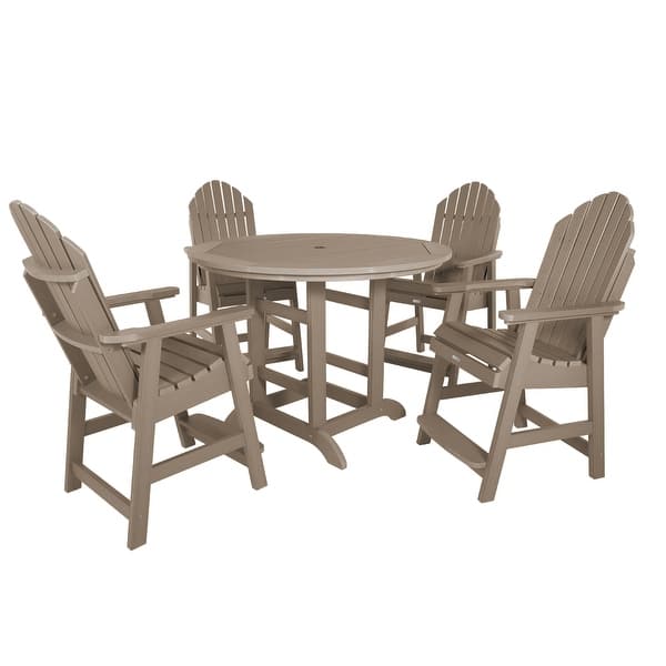 slide 2 of 5, Hamilton 5-Piece Outdoor Counter Height Dining Set - 48" Round Table Woodland Brown