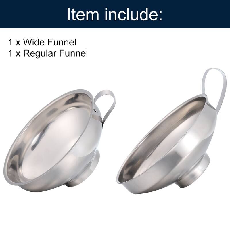 2 Pack Canning Funnel, Stainless Steel Canning Supplies, Silver