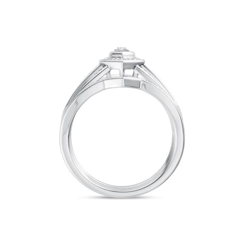 1/10ct TDW Diamond Halo Bridal Set in Silver for Women