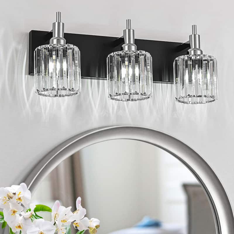 3/4/5-Light Modern Glam Dimmable Cylinder Crystal Wall Light Bathroom Vanity Light