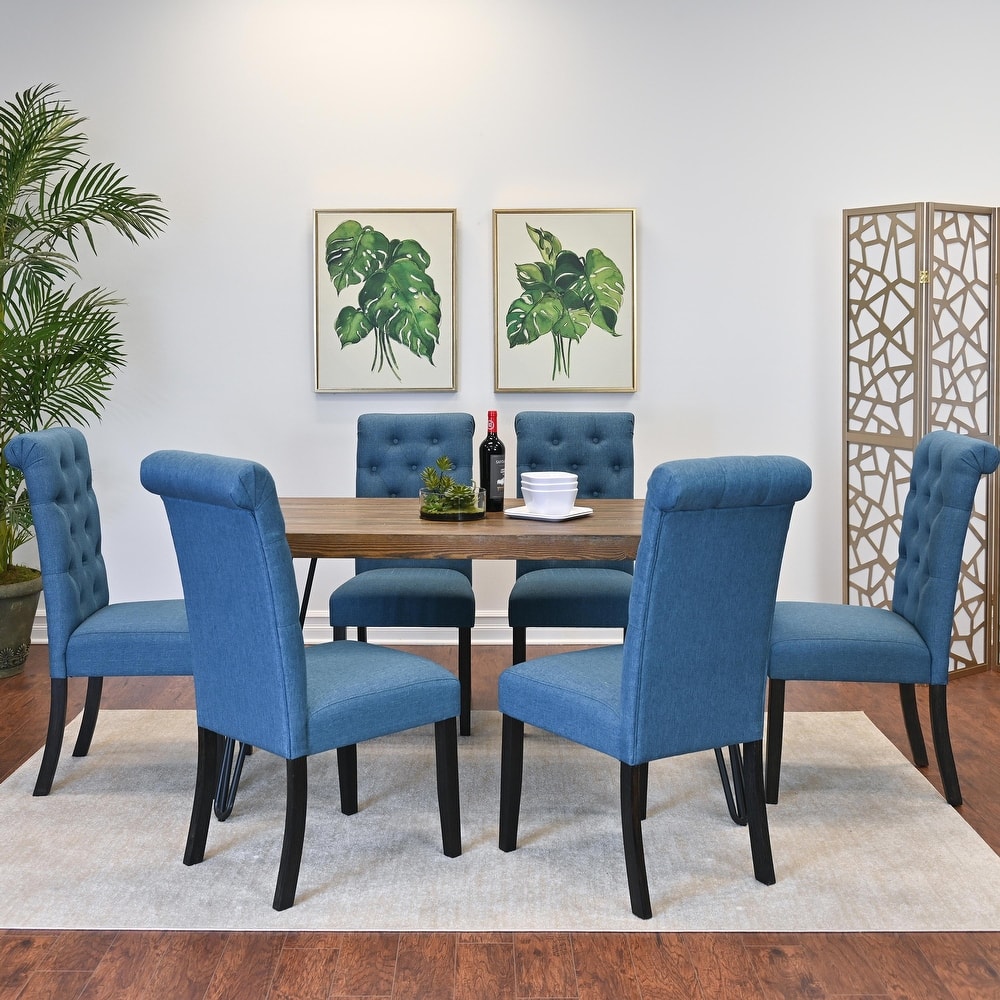 Roundhill Furniture Ashford 7-Piece Dining Set, Hairpin Dining Table with 6 Chairs