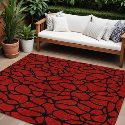 HomeRoots Geometric Transitional Rectangle Outdoor Rug