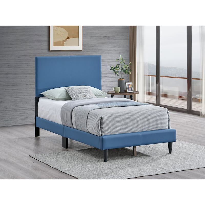 Glory Furniture Baron Upholstered PlatForm Bed - Blue - Twin