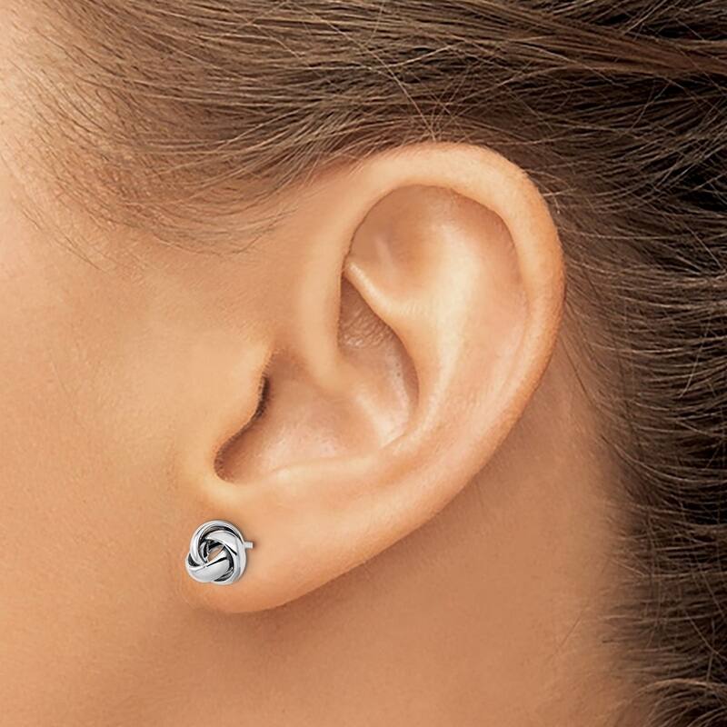 Curata 14k White Gold 8mm Polished Triple Ring Love Knot Post Earrings
