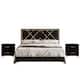 CraftPorch 3 Piece Bedroom Nightstands Set Velvet Upholstered Bed - Black - King