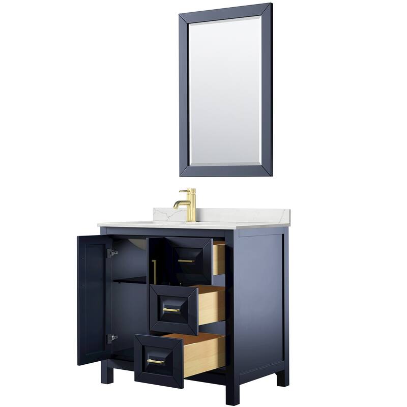 Daria 36-inch Single Vanity, Single Hole Quartz Top, 24-inch Mirror