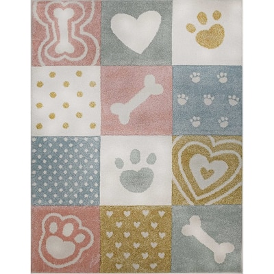 KC Cubs Boy & Girl Modern Decor Multicolor Area Rug and Carpet Collection for Kids, Toddlers and Baby Nursery, Puppy Love