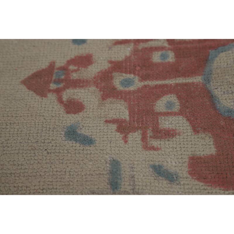 Medallion Tabriz Persian Area Rug Hand-Knotted Beige Wool Carpet - 9'2"x 12'8"