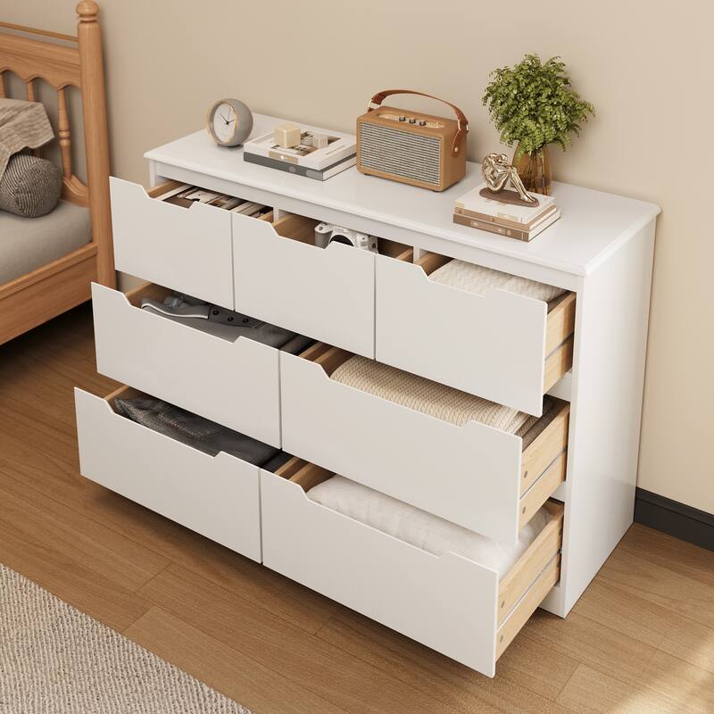 7 Dresser Storage Drawer Units Chest Of Drawers, Dresser With Recessed Distinctive Handles