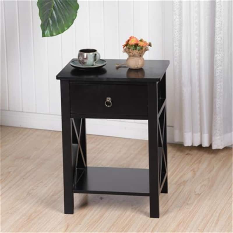 Modern Nightstand with Drawer and Shelf Stylish and Functional Bedside Table for Organized Living