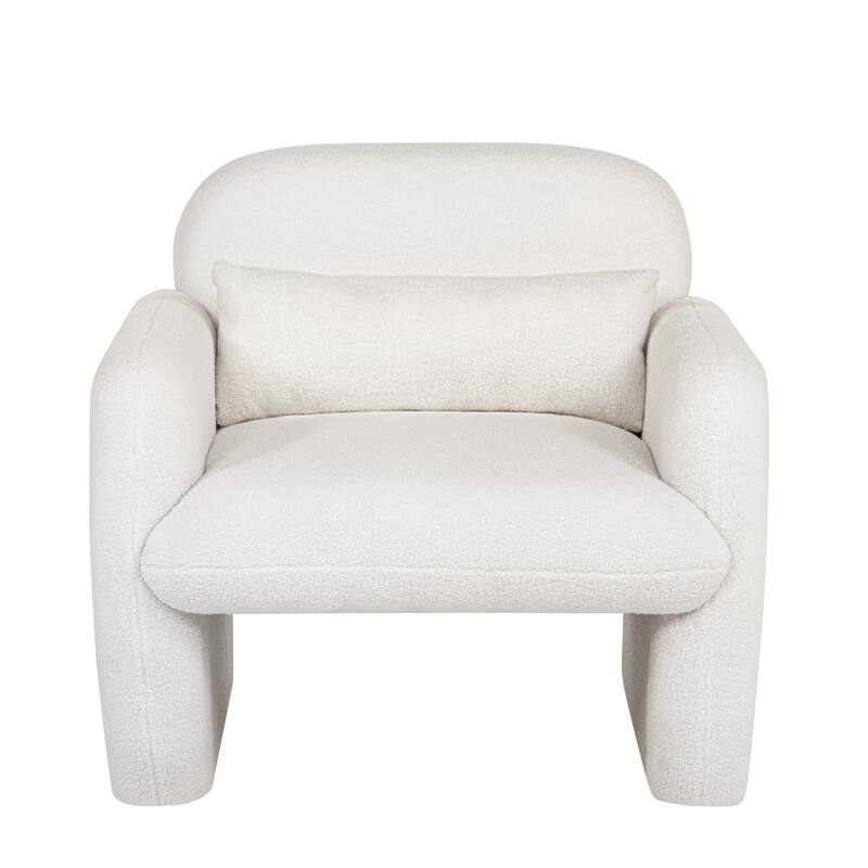 Teddy Fleece Accent Chair with Pillow for Living Room/Bedroom (350lb Capacity)
