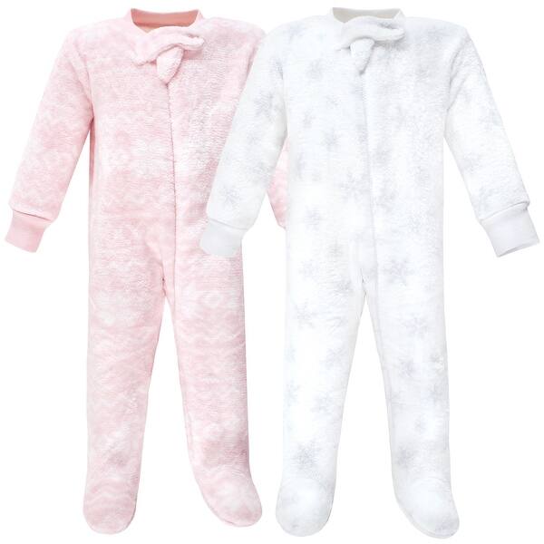 slide 1 of 1, Hudson Baby Infant Girl Plush Sleep and Play, Snowflakes 0-3 Months - Snowflakes