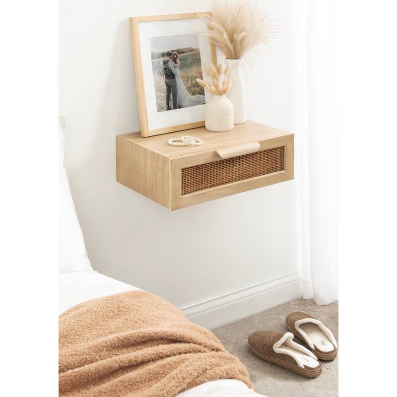Kate and Laurel Ori Floating Side Table Rattan