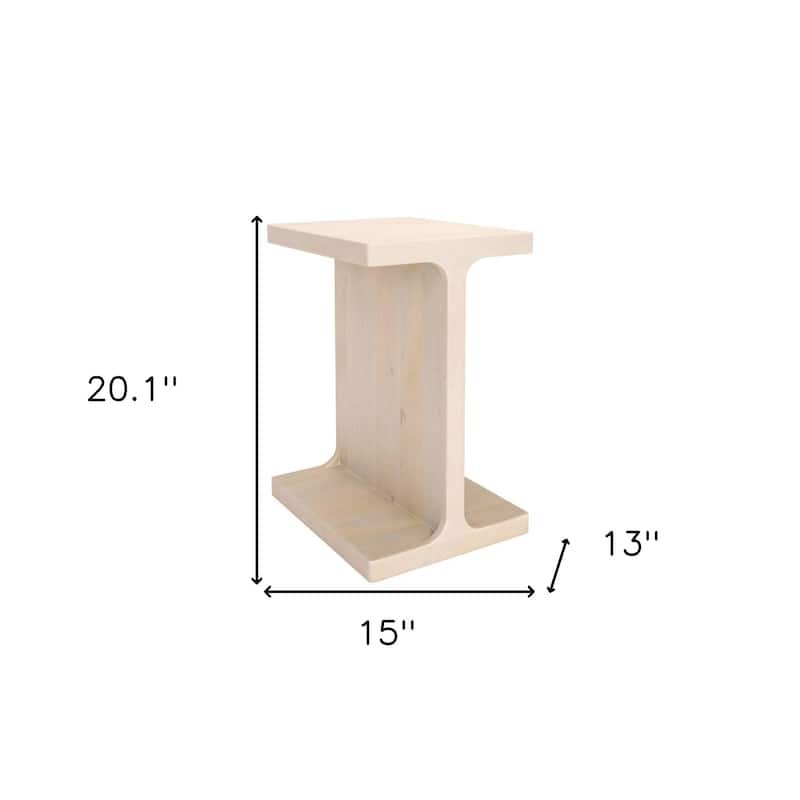 HomeRoots 20" Natural Solid Wood Pedestal End Table - 15' X '20.1' X '13