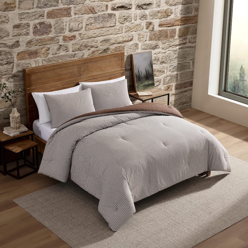 Eddie Bauer Harrison Cotton Brown Reversible Comforter Set