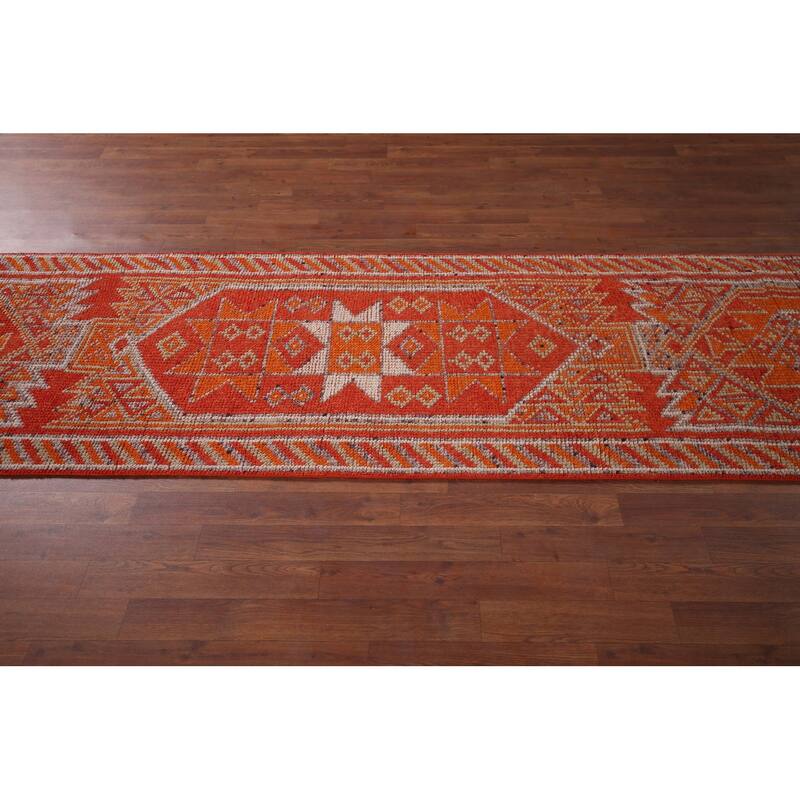 Oushak Turkish Vintage Runner Rug Hand-Knotted Entryway Wool Carpet - 2'9"x 11'7"