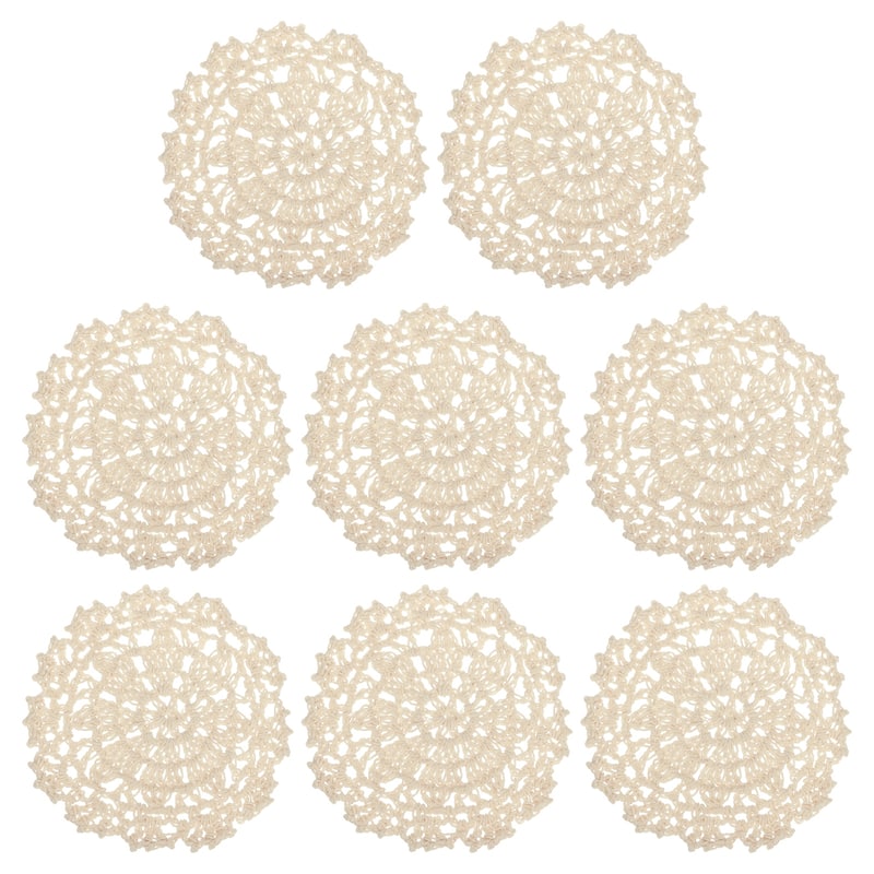 Fabric Coasters, 8pcs 4" - Cotton Woven Crochet Doilies with Floral - 105mm