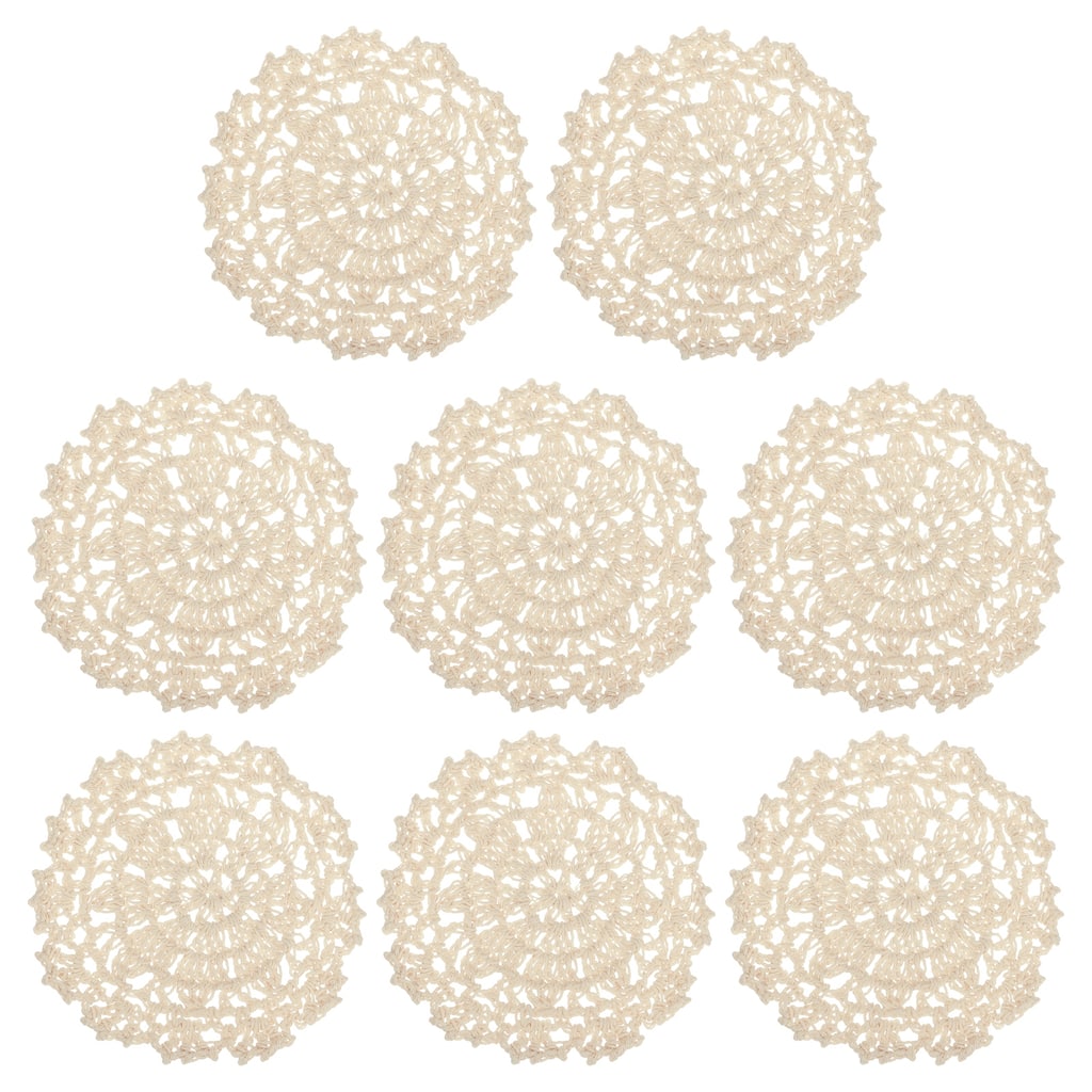 Fabric Coasters, 8pcs 4" - Cotton Woven Crochet Doilies with Floral - 105mm