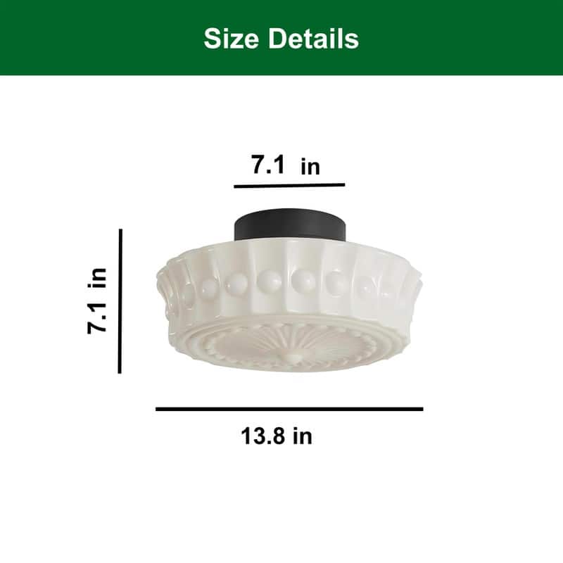 13.8 Inch bulb light cream ceiling light glass, metal bedroom ceiling fixtures - 13.8 Inch