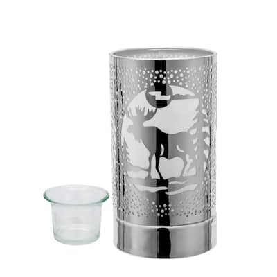 7" Touch lamp/Oil burner/Wax warmer- Silver Moose - 3.75*3.75*7