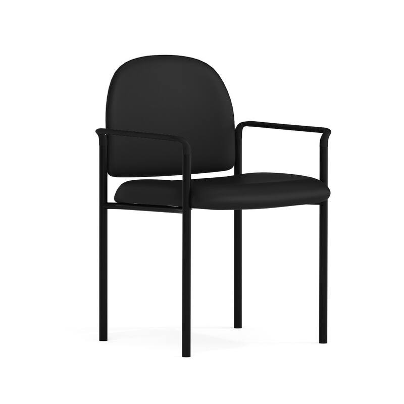Comfort Stackable Steel Side Reception Chair with Arms - Black