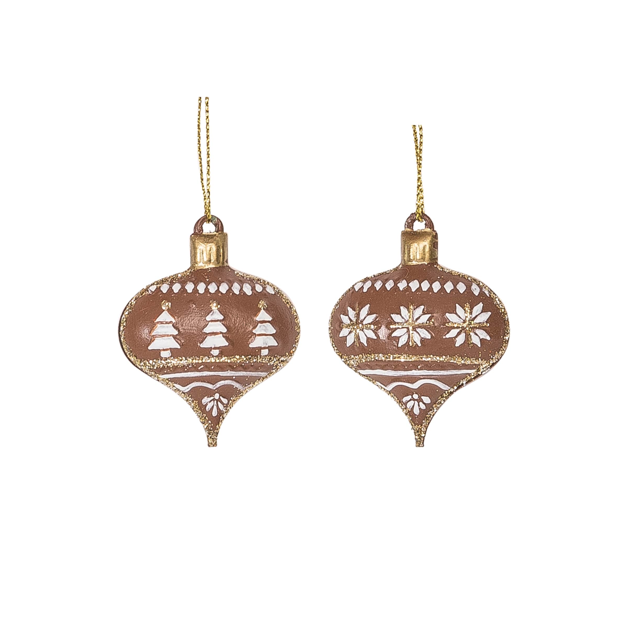 Brown Decor Ornament Tree Christmas Decorations, Set of 6