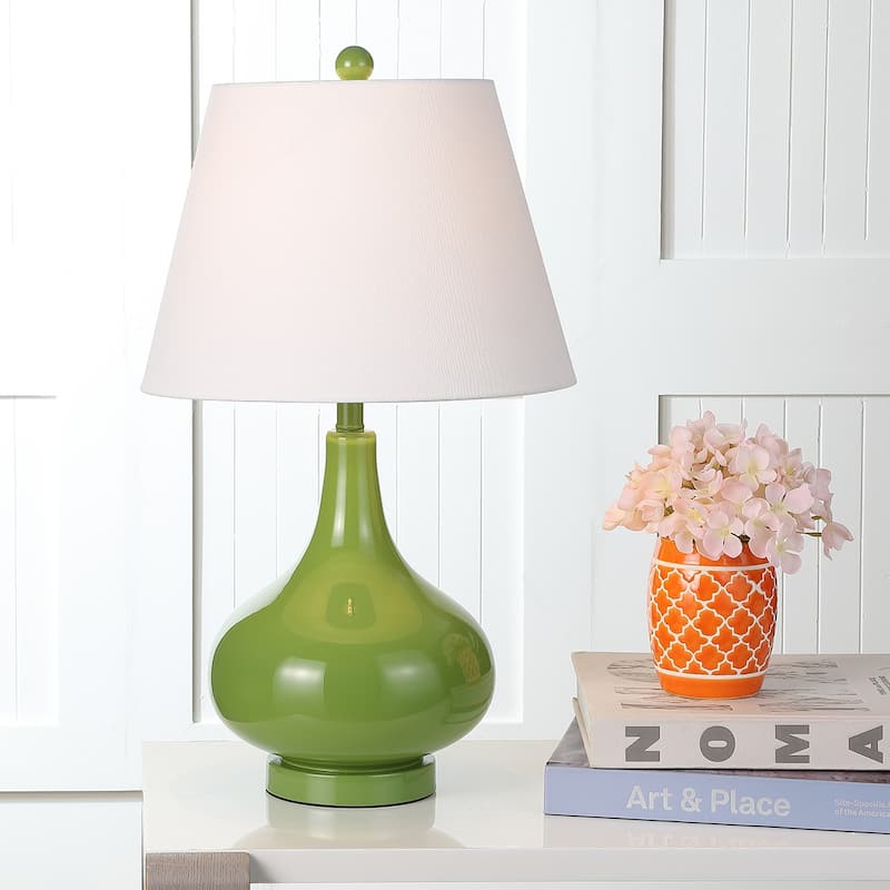 SAFAVIEH Lighting Shanda 24-inch Gourd Glass White Table Lamp (Set of 2) - 14"x14"x24" - 14Wx14Dx24H