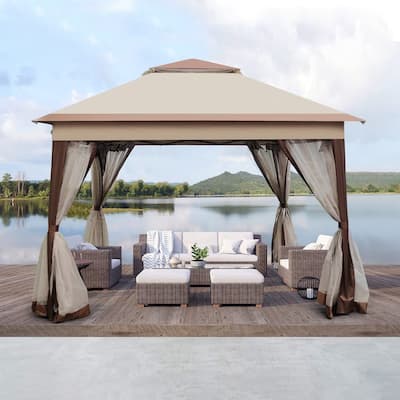 11' X 11 ' Steel Polyester Soft-Top Outdoor Pop-Up Gazebo Canopy
