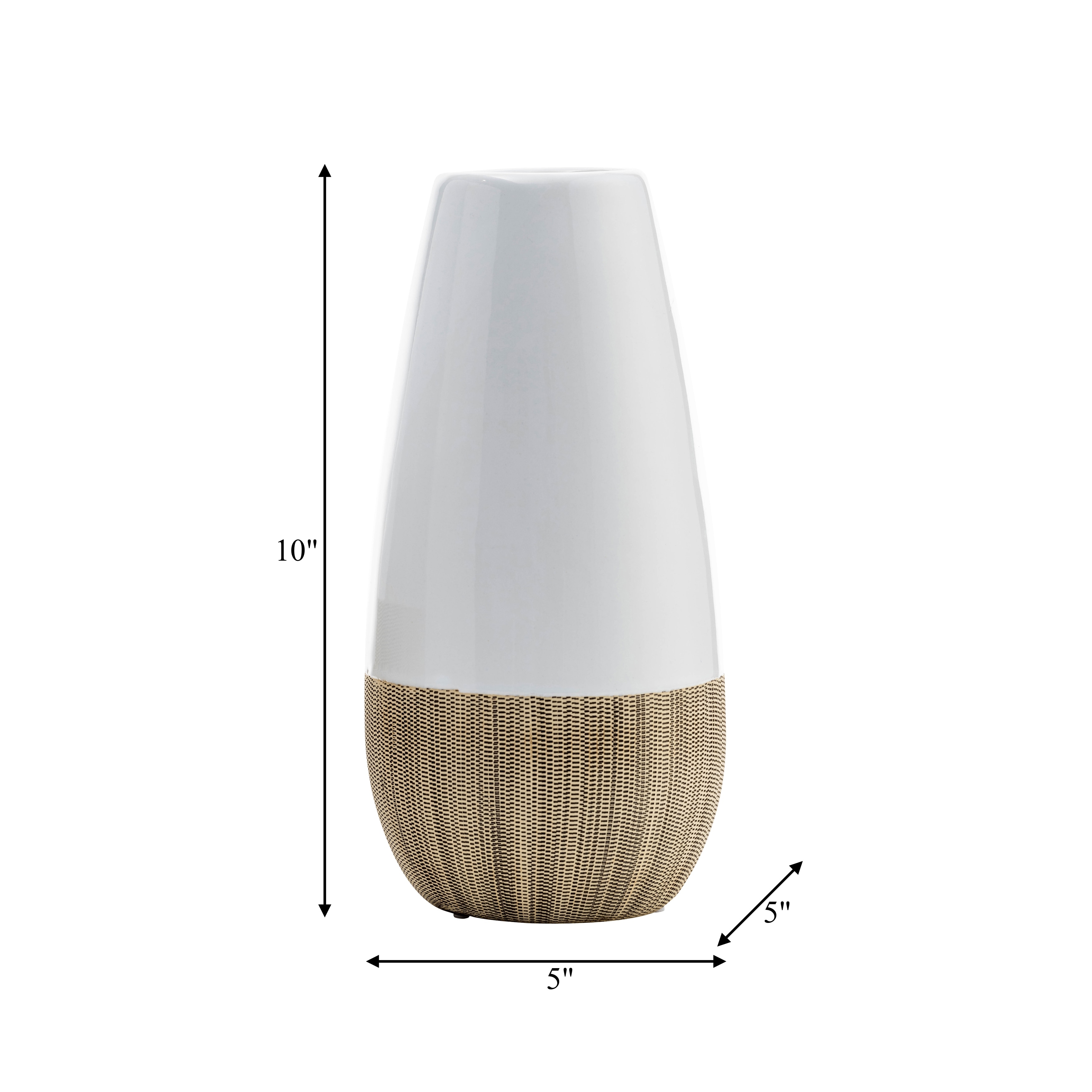 Decorative Vase - Black Ceramic Cylinder Two-Tone, 17 in.