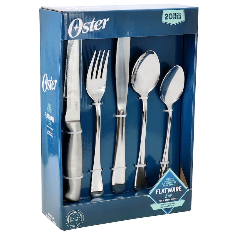 20 Piece Stainless Steel Flatware Set with Steak Knives