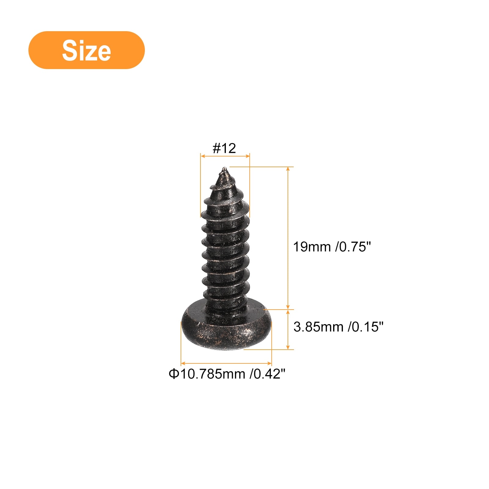 Phillips Pan Head Self-tapping Screw, 304 Stainless Steel Round Head Wood Screw Full Thread