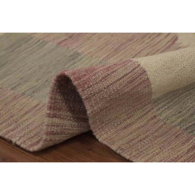 Hand Woven Oriental 100% Wool Carpet Southwestern Tribal Greys & Charcoal Kilim Area Rug - 12' 10'' X 10' 2''