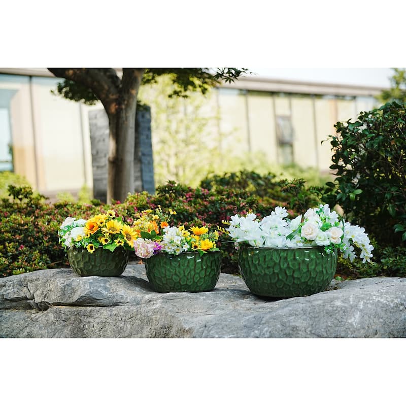 3 Pieces Ceramic Planter Pot, Modern Indoor Outdoor Flowerpot for Patio, Garden, or Windowsills