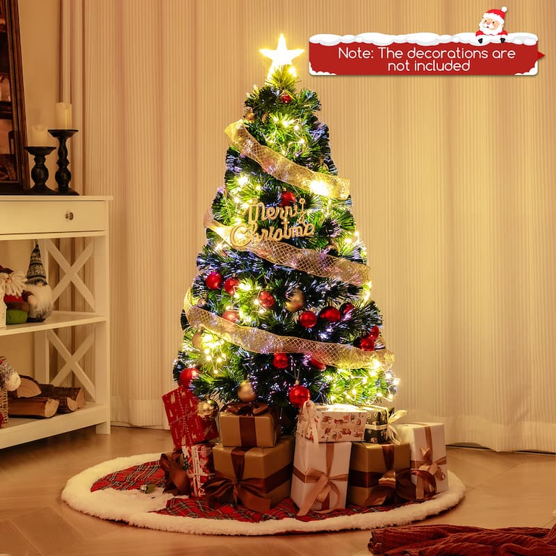 Gymax 4/5/6/7 FT Artificial Xmas Tree w/ 270 Branch Tips 509 Warm - 4 Foot