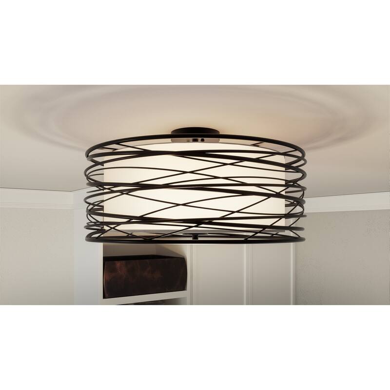 Quoizel Spiral Mystic Black 3-light Semi-flush Mount