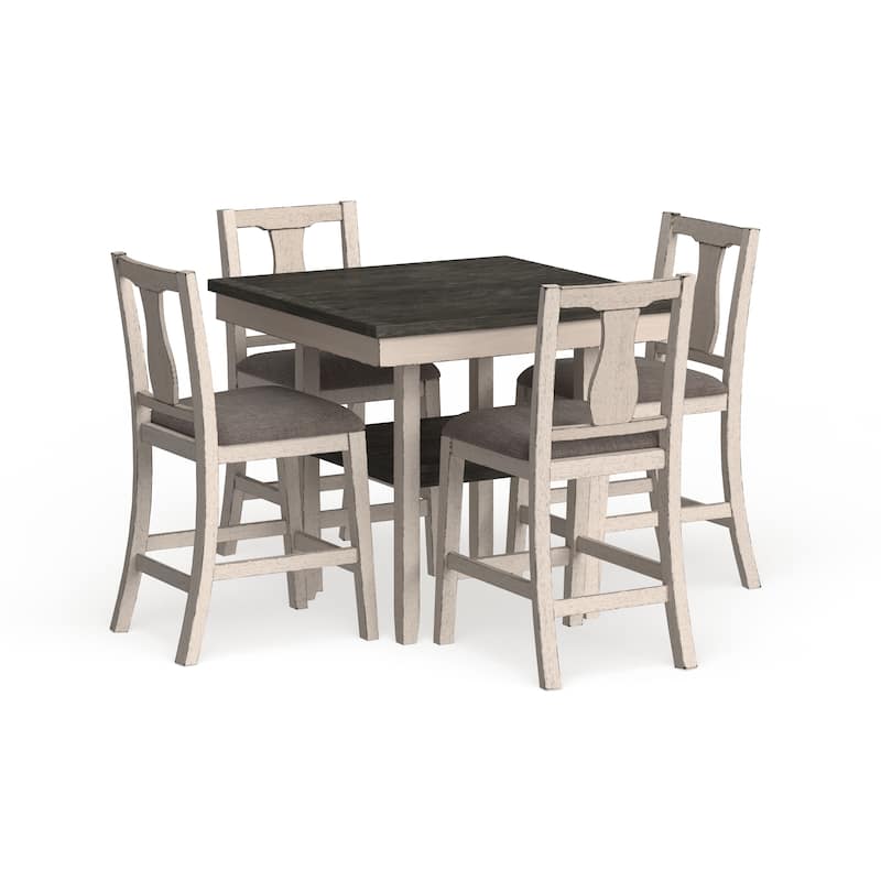 Merichleri Rustic Antique White Wood 5-Piece Counter Height Dining Set by Copper Grove