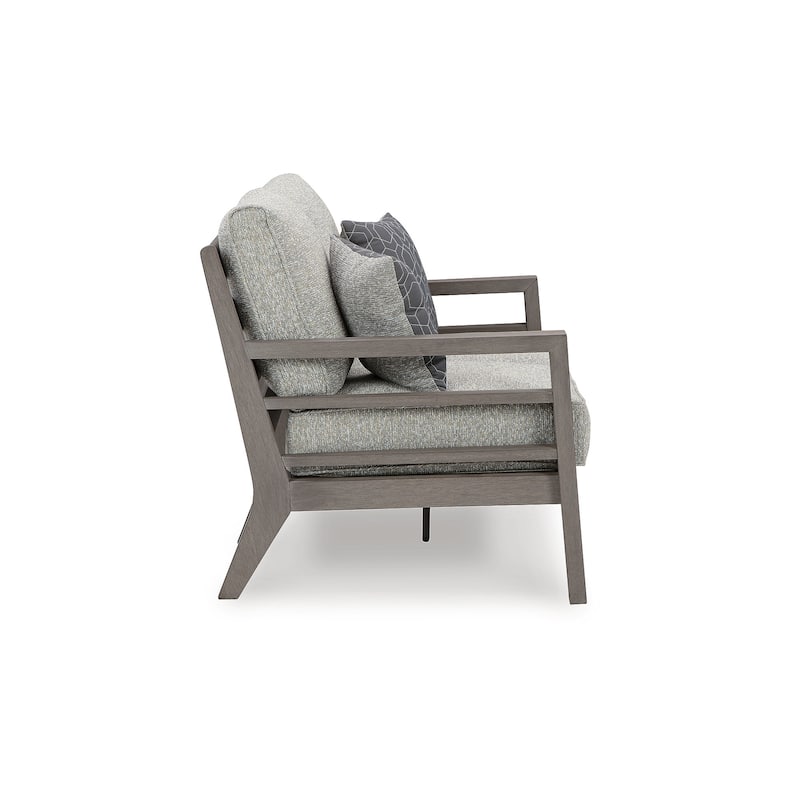 Signature Design by Ashley Hillside Barn Gray/Brown Outdoor Loveseat with Cushion - 55" W x 34" D x 35.38" H
