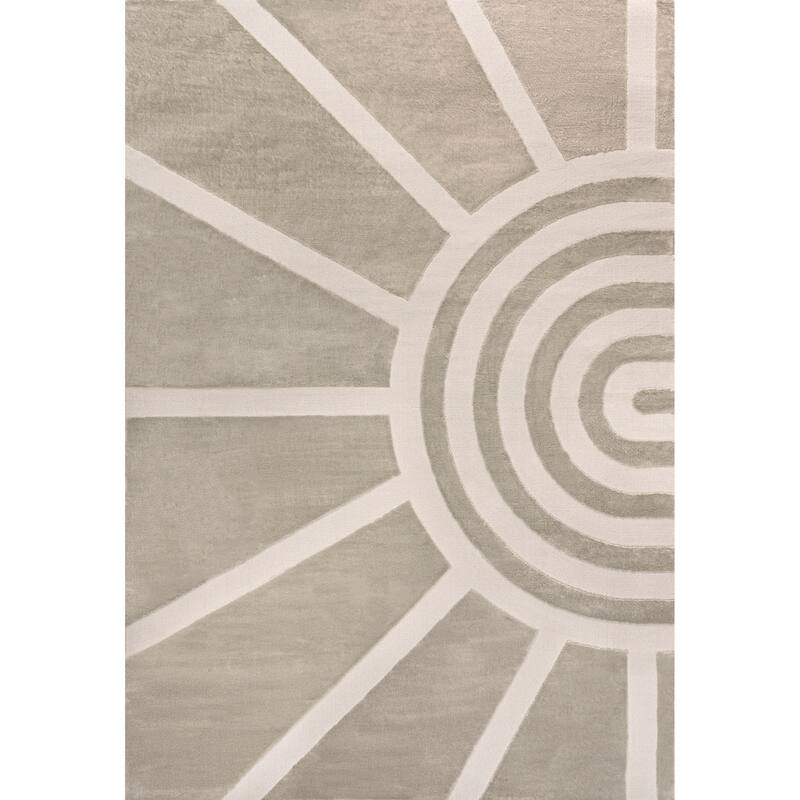 JONATHAN Y Alcina MidCentury Scandinavian Abstract Sun Two-Tone High-Low Area Rug - 3 X 5 - Beige/Cream