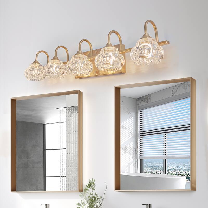 Bathroom Vanity Light 3/4/5-Light Patterned Glass Wall Sconce