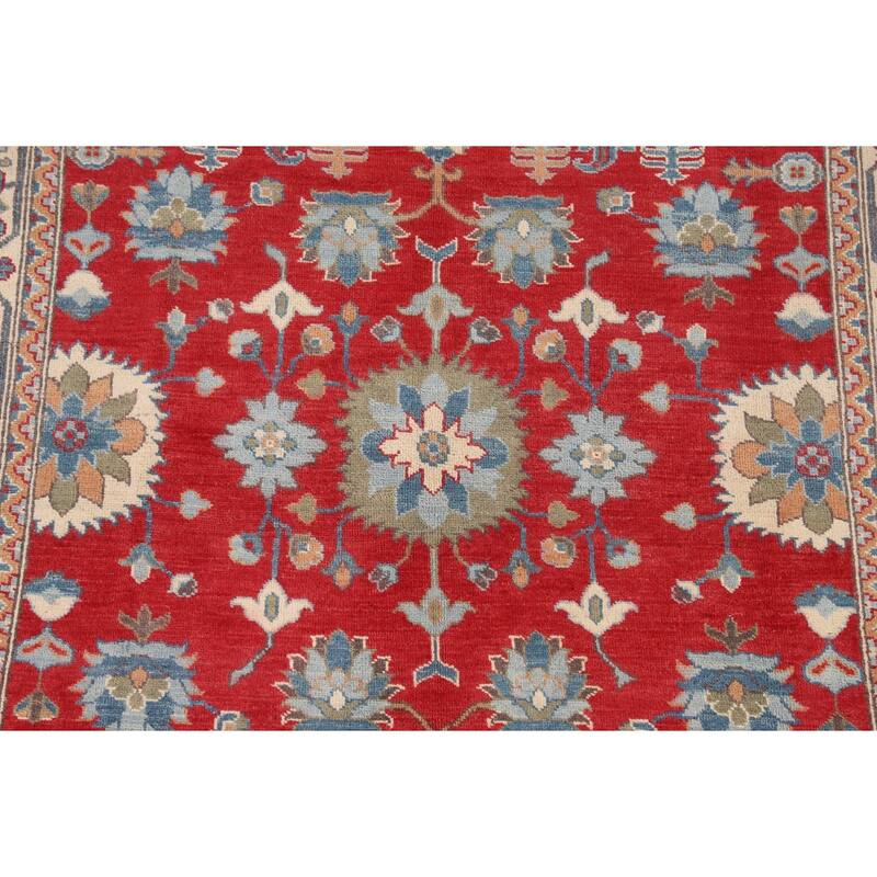 Red Kazak Area Rug Hand-Knotted Bedroom Wool Carpet - 5'1" x 6'7"
