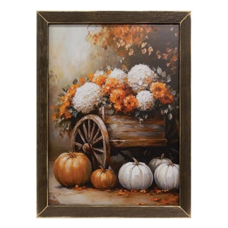 Autumn Mum Wagon Framed Print Farmhouse Wall Decor - Multi